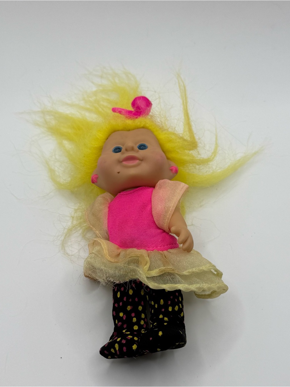 1992 Applause Troll Neon Clothes Bendable Yellow Hair